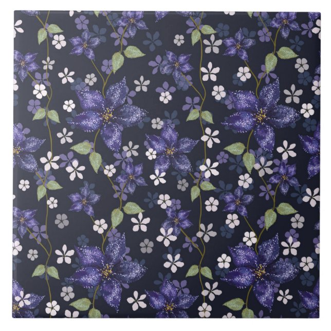 Lila Amaryllische Blume Fliese (Vorderseite)