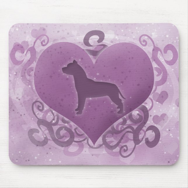 Lila amerikanischer Gruben-Stier-TerrierValentine Mousepad (Vorne)