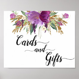 Lila Amethyst-Blumenkarten und Geschenkgutscheine Poster