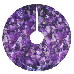 Lila Amethyst Crystal Geode Gems Tree Skirt Polyester Weihnachtsbaumdecke
