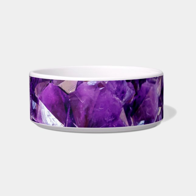 Lila Amethyst Crystal Geode Keramik Dog Bowl Napf (Vorderseite)