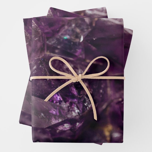 Lila Amethyst Crystal Quartz Energiepmuster Geschenkpapier Set (Beispiel)