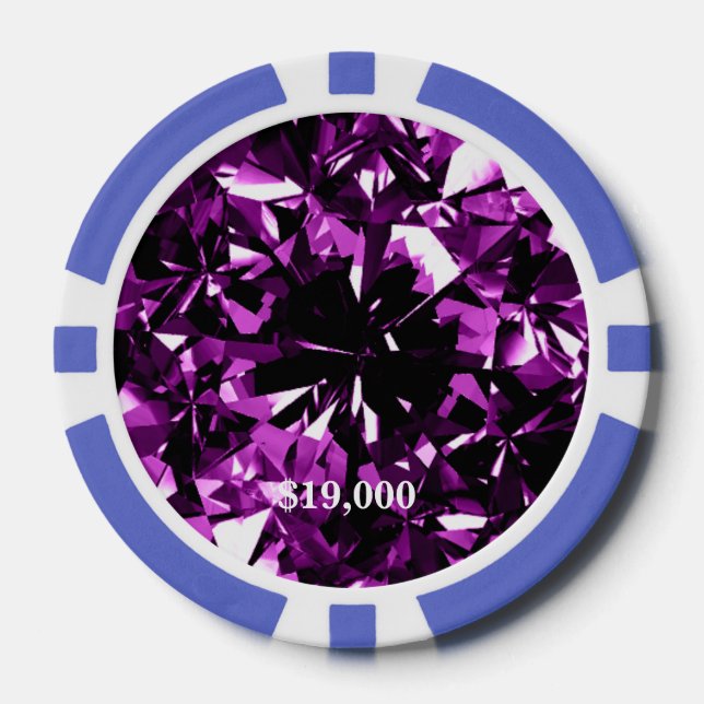 Lila Amethyst Diamond Gem Stone Poker Chip (Vorderseite)