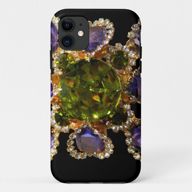 Lila Amethyst Diamonds Emeralds Schmuck Case-Mate iPhone Hülle (Rückseite)