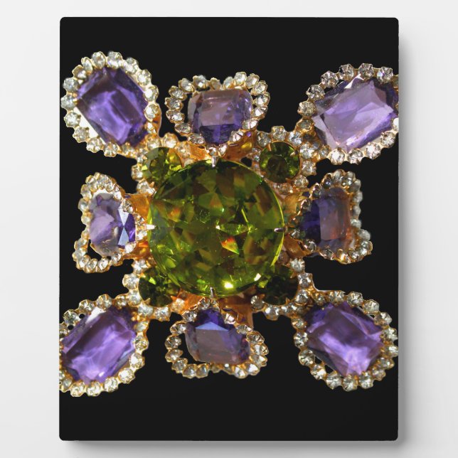 Lila Amethyst Diamonds Emeralds Schmuck Fotoplatte (Vorderseite)