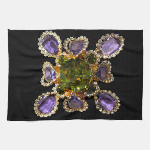 Lila Amethyst Diamonds Emeralds Schmuck Geschirrtuch