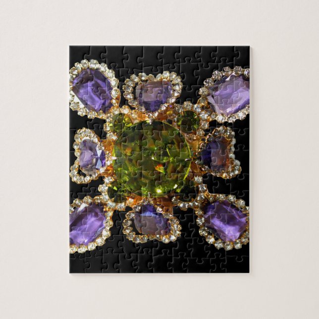 Lila Amethyst Diamonds Emeralds Schmuck Puzzle (Vertikal)