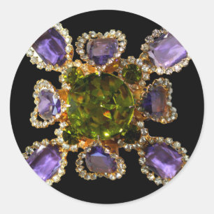 Lila Amethyst Diamonds Emeralds Schmuck Runder Aufkleber