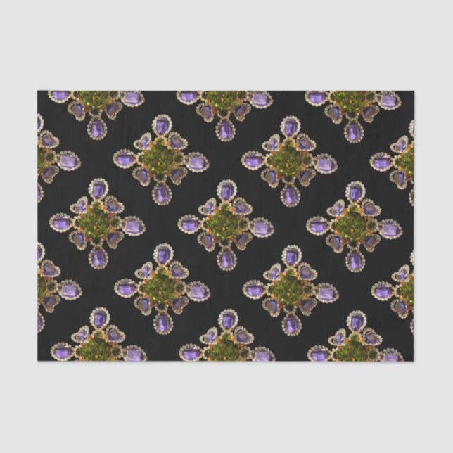 Lila Amethyst Diamonds Emeralds Schmuck Seidenpapier (Vorderseite)