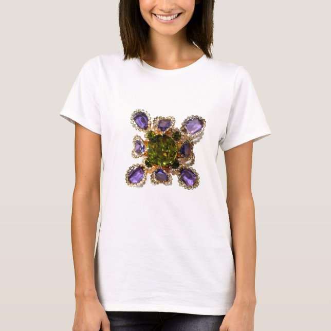 Lila Amethyst Diamonds Emeralds Schmuck T-Shirt (Vorderseite)
