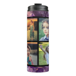 Lila Amethyst-Edelstein-Foto-Collage Monogramm Thermosbecher