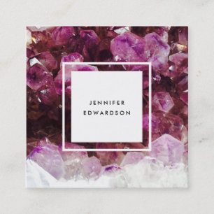 Lila amethyst Edelsteinkristall beruflich Quadratische Visitenkarte