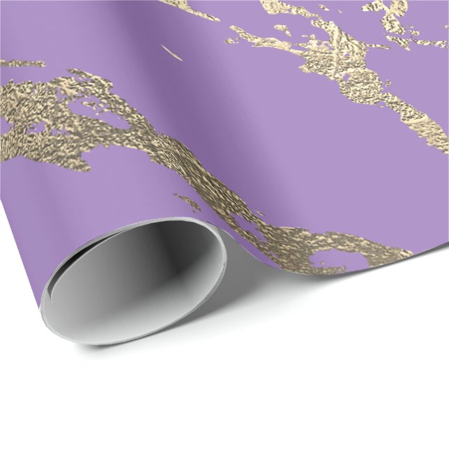 Lila Amethyst Foxier Gold Marmor Shiny Glam Geschenkpapier (Rolleneckpunkt)