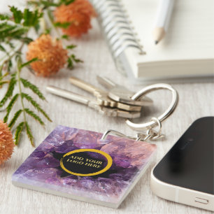 Lila Amethyst fügt eigenes Logo professionell hinz Schlüsselanhänger
