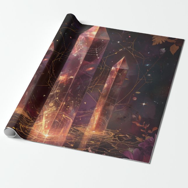 Lila Amethyst-Galaxie Fantasy-Muster Geschenkpapier (Ungerollt)