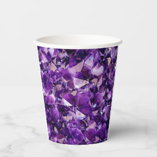 Lila Amethyst-Geode-Kristalle-Edelsteinplatten-Cup Pappbecher