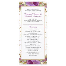 Lila Amethyst Gold Glitter Rahmen Hochzeitsprogram
