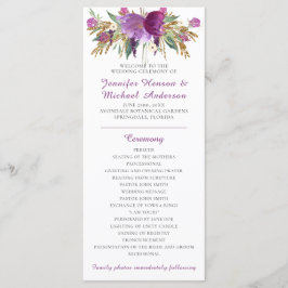 Lila Amethyst-Gold-Glitzer-Hochzeitsprogramm Programm