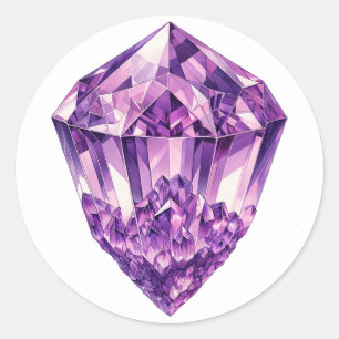 Lila Amethyst Kristall Metaphysische Energie Runder Aufkleber