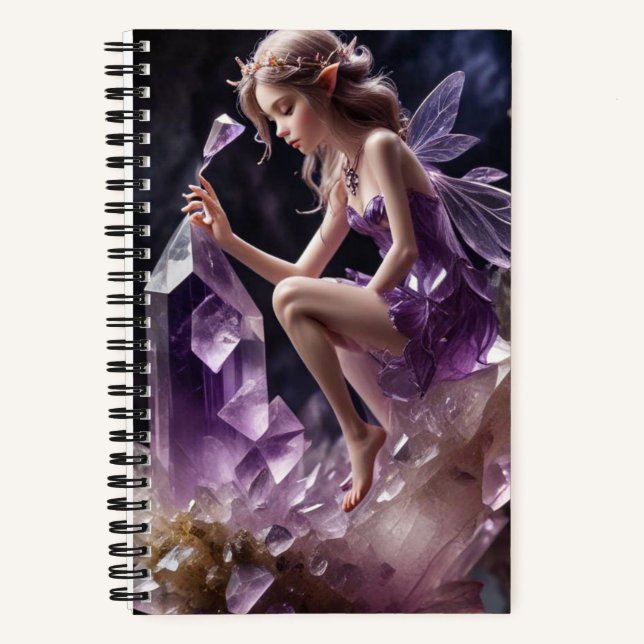 Lila Amethyst-Kristalle Magische Fairy Notizbuch (Vorderseite)