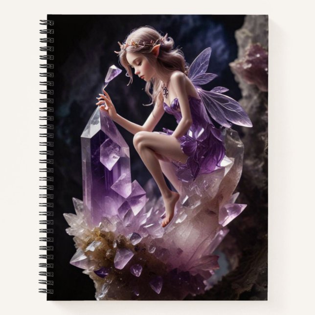 Lila Amethyst-Kristalle Magische Fairy Notizbuch (Vorderseite)