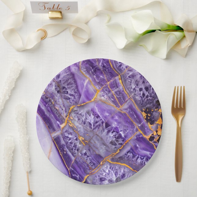 Lila Amethyst Pappteller (Hochzeit)