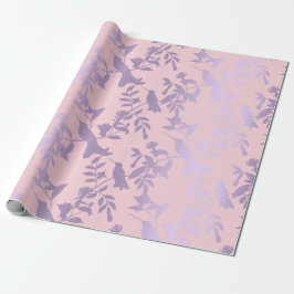 Lila Amethyst Pink Foils Hummingbird Blume Geschenkpapier