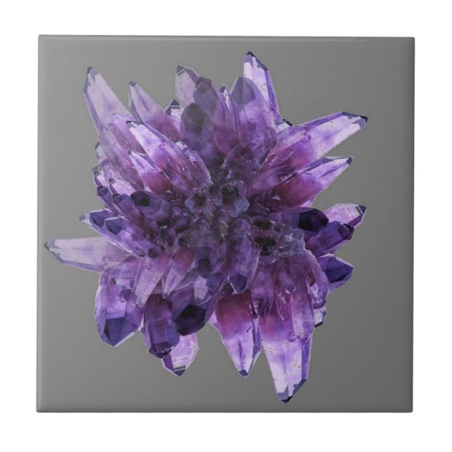 LILA AMETHYST QUARTZ CRYSTALS MINERAL FLIESE (Vorderseite)