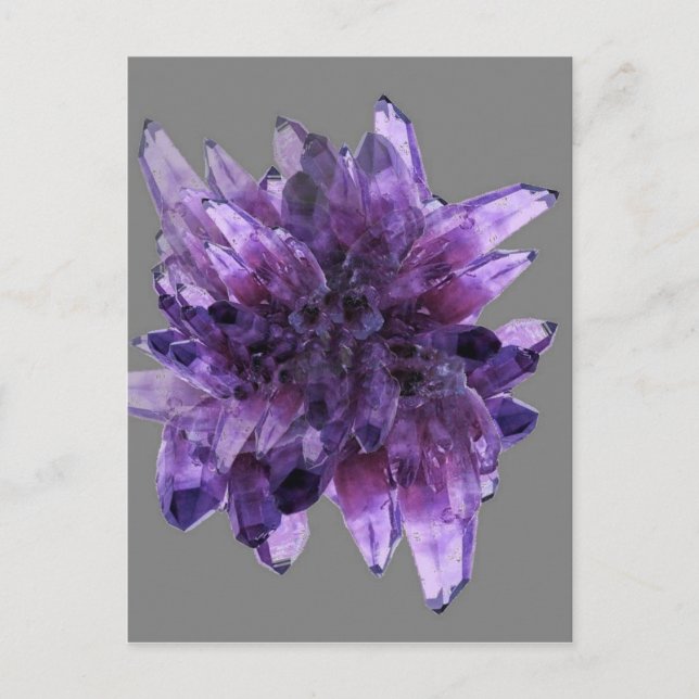 LILA AMETHYST QUARTZ CRYSTALS MINERAL POSTKARTE (Vorderseite)