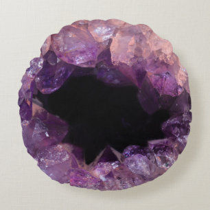 Lila Amethyst Rundes Kissen