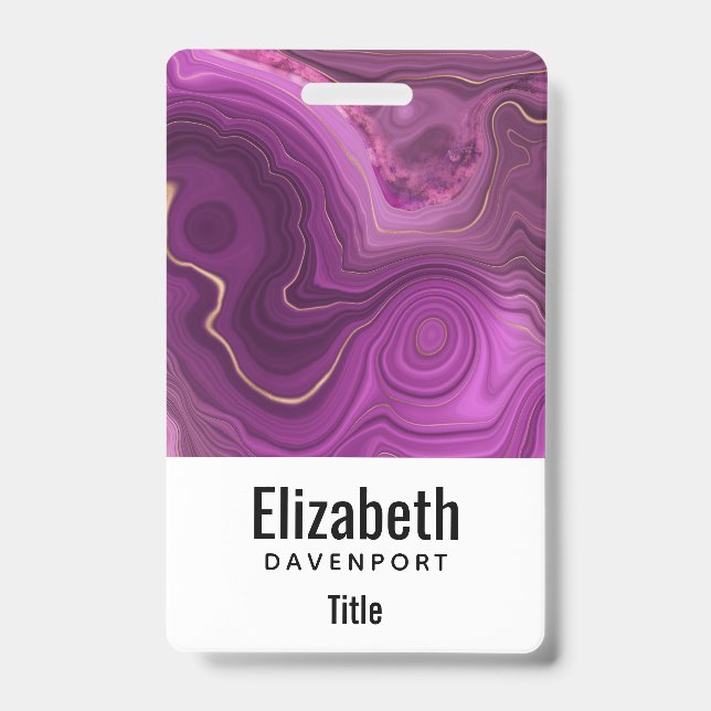 Lila Amethyst und Abstraktes Gold Ausweis (Vorderseite)