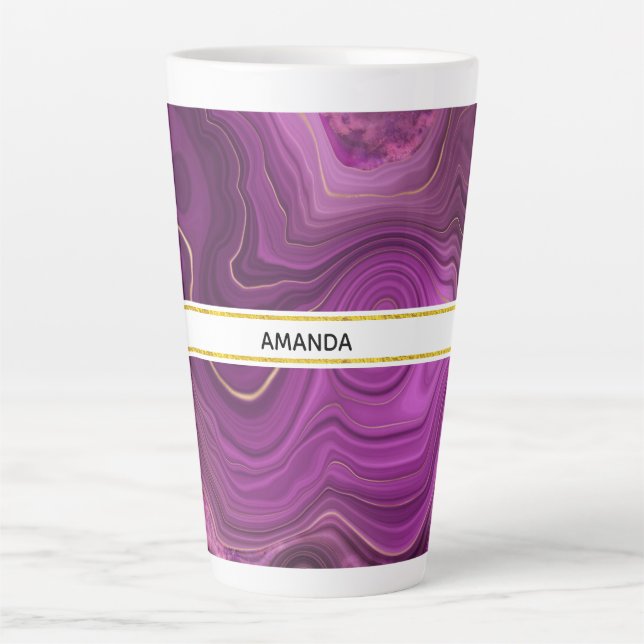 Lila Amethyst und Abstraktes Gold Milchtasse (Vorderseite)