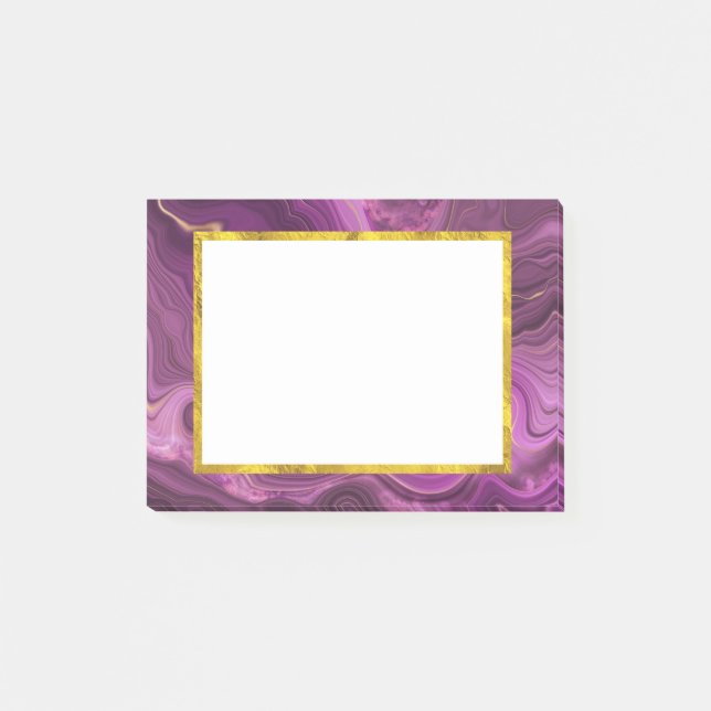 Lila Amethyst und Abstraktes Gold Post-it Klebezettel (Vorderseite)