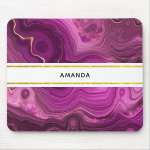 Lila Amethyst und Gold abstrakt Achat Mousepad