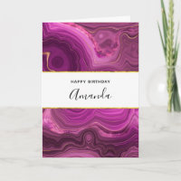 Lila Amethyst und Gold Abstrakt Agate Geburtstag