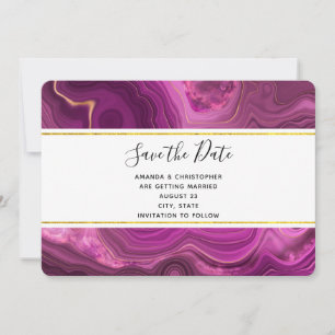 Lila Amethyst- und Gold-Abstrakt Agate-Hochzeit Save The Date