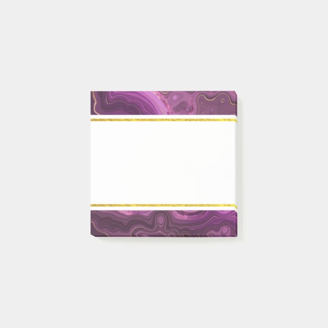 Lila Amethyst und Gold Abstrakt Agate Post-it No Klebezettel (Vorderseite)