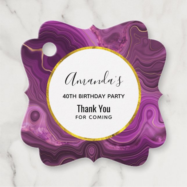 Lila Amethyst und Gold Abstrakte Agate Vielen Dank Geschenkanhänger (Vorderseite)