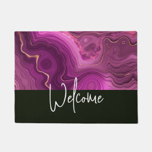 Lila Amethyst und Gold Abstrakte Agate Willkommen Fußmatte