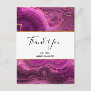 Lila Amethyst Und Gold Abstraktes Achat Dankeschön Postkarte