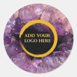 Lila Amethyste fügen Sie ein eigenes Logo beruflic Runder Aufkleber