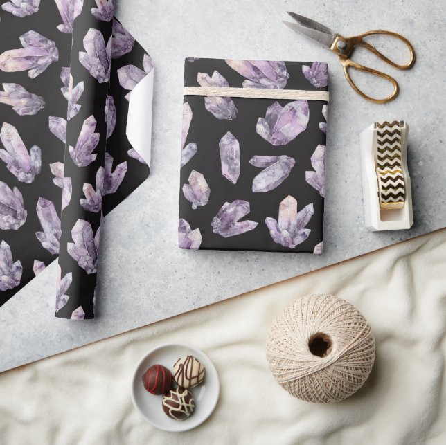 Lila Amethystkristalle Geschenkpapier (Kunsthandwerk)