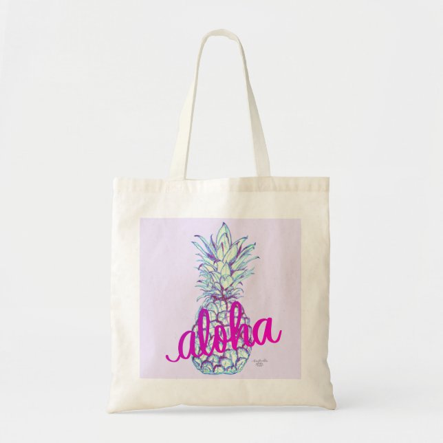 Lila Ananas-Ananas-Tote-Tasche Tragetasche (Vorne)