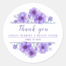 Lila Anemon-Gastgeschenk Hochzeit-Aufkleber Runder Aufkleber