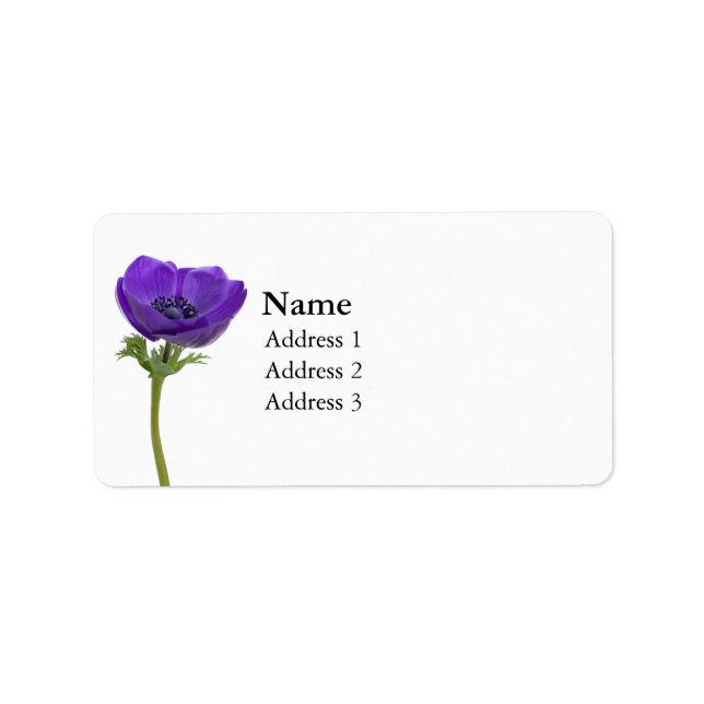 Lila Anemone-Blume Adressaufkleber (Vorne)