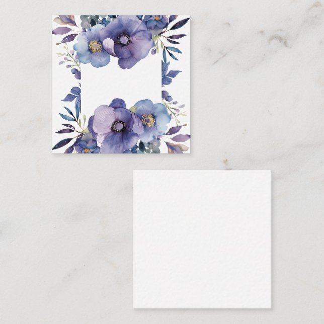 Lila Anemone Blumengrenze Mitteilungskarte (Vorne/Hinten)