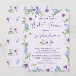 Lila Anemone Hyacinth Spring Brautparty Einladung