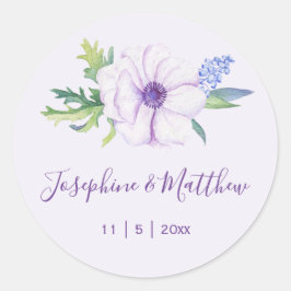 Lila Anemone Hyacinth Spring Wedding Runder Aufkleber