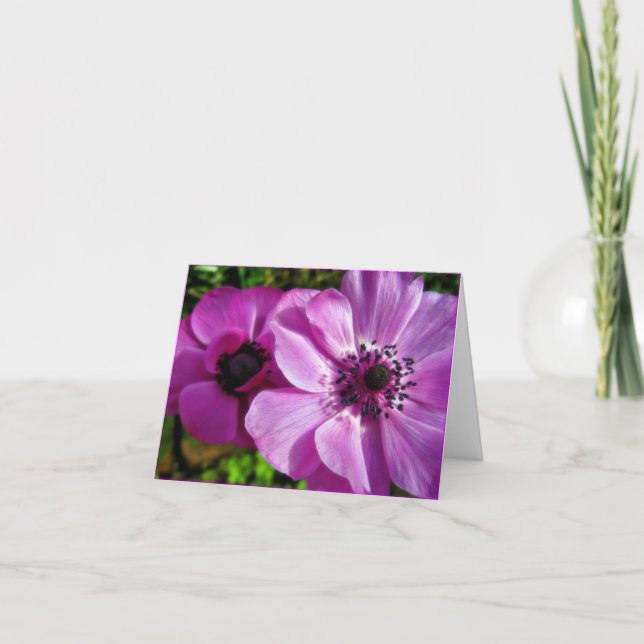 Lila Anemone Note Card im Springtime Dankeskarte (Vorderseite)