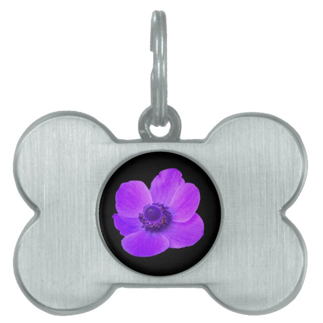 Lila Anemone Pet Tag Tiermarke (Vorderseite)